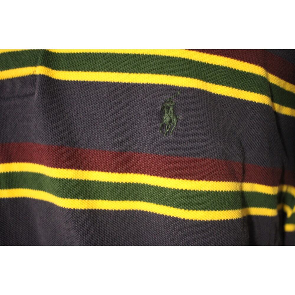 Polo Ralph Lauren Men's XL Long Sleeve Rugby Stripe Polo Shirt Navy Green Yellow - Picture 3 of 8